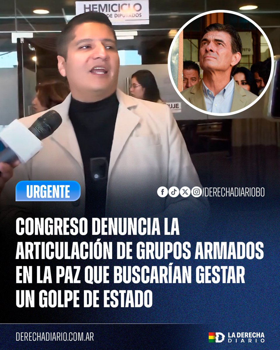 🚨🇧🇴 | #URGENTE: El diputado Ricardo Rada denunció que grupos armados, afines al pedófilo Evo Morales, se dirigen a la ciudad de La Paz para intentar ejecutar un golpe de Estado.

"Grupos articulados por una mano negra están confluyendo en La Paz y quieren intentar dar un golpe".