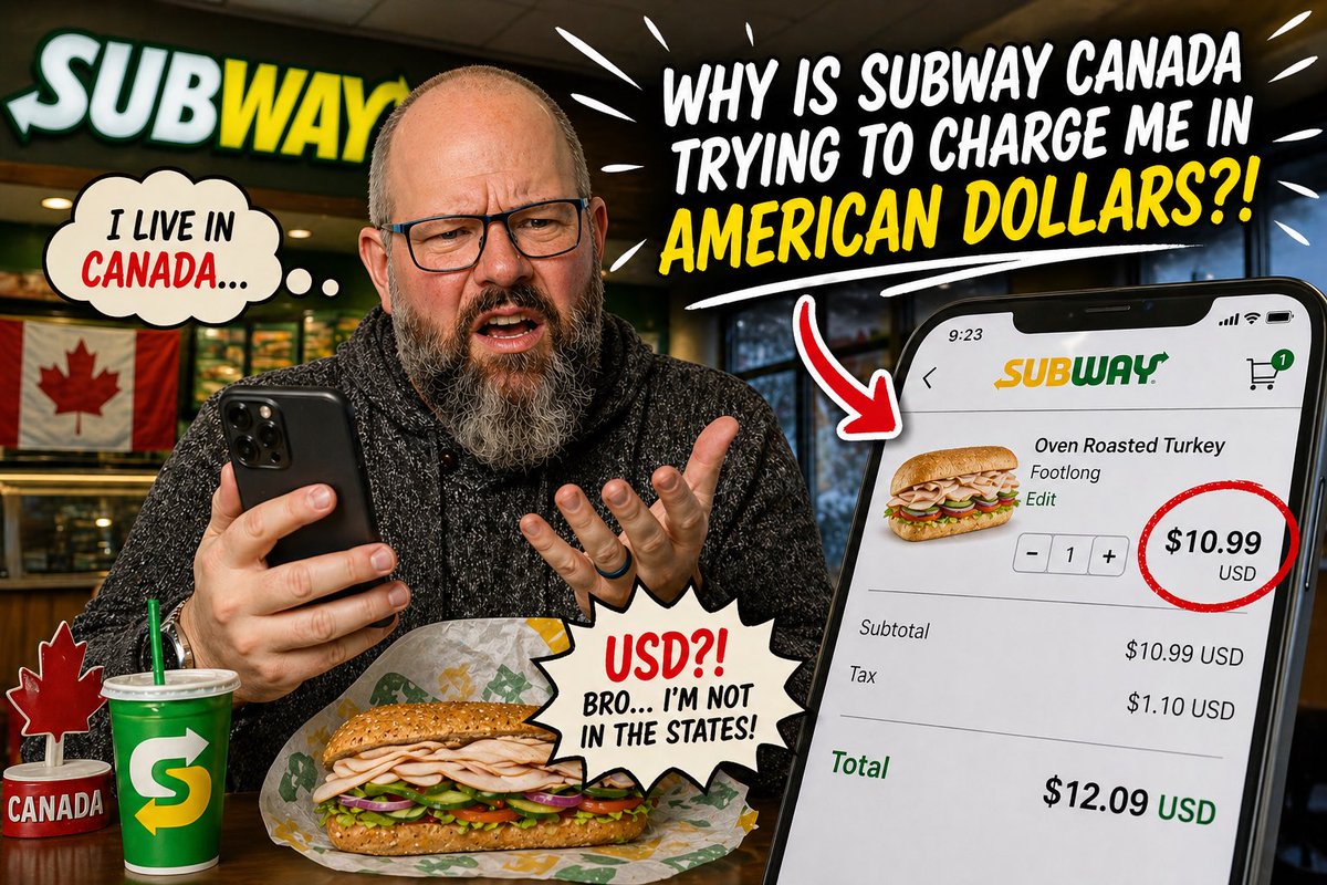 I was standing in Toronto Canada, ordering lunch like a normal human being, and somehow I end up at checkout being charged in American dollars in the app.

Not “converted.” Not “estimated.” Straight up USD.

Now, this isn’t really about a sandwich. This is about something bigger