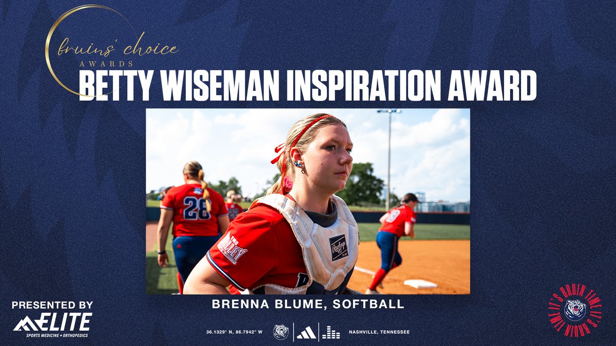 GoBelmontBruins's tweet photo. Our 𝐁𝐞𝐭𝐭𝐲 𝐖𝐢𝐬𝐞𝐦𝐚𝐧 𝐈𝐧𝐬𝐩𝐢𝐫𝐚𝐭𝐢𝐨𝐧 𝐀𝐰𝐚𝐫𝐝 winner for bringing out the best in others and epitomizing the qualities of leadership, perseverance and selflessness, none other than @BelmontSoftball's @brenna_blume!! 👏

#EverydayExcellence | #ItsBruinTime https://t.co/44TNWy4kmD
