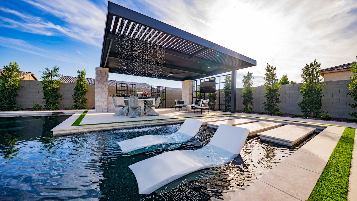 calpool's tweet photo. Saved you a seat 😎 

This Queen Creek oasis is proof that your backyard can feel like an at-home resort💦

The clean lines, modern materials &amp; landscaping all come together seamlessly in this outdoor space. 

Let's bring your backyard dreams to life!✨ 
https://t.co/OMzCBTDT1x https://t.co/jXlaJup5MY