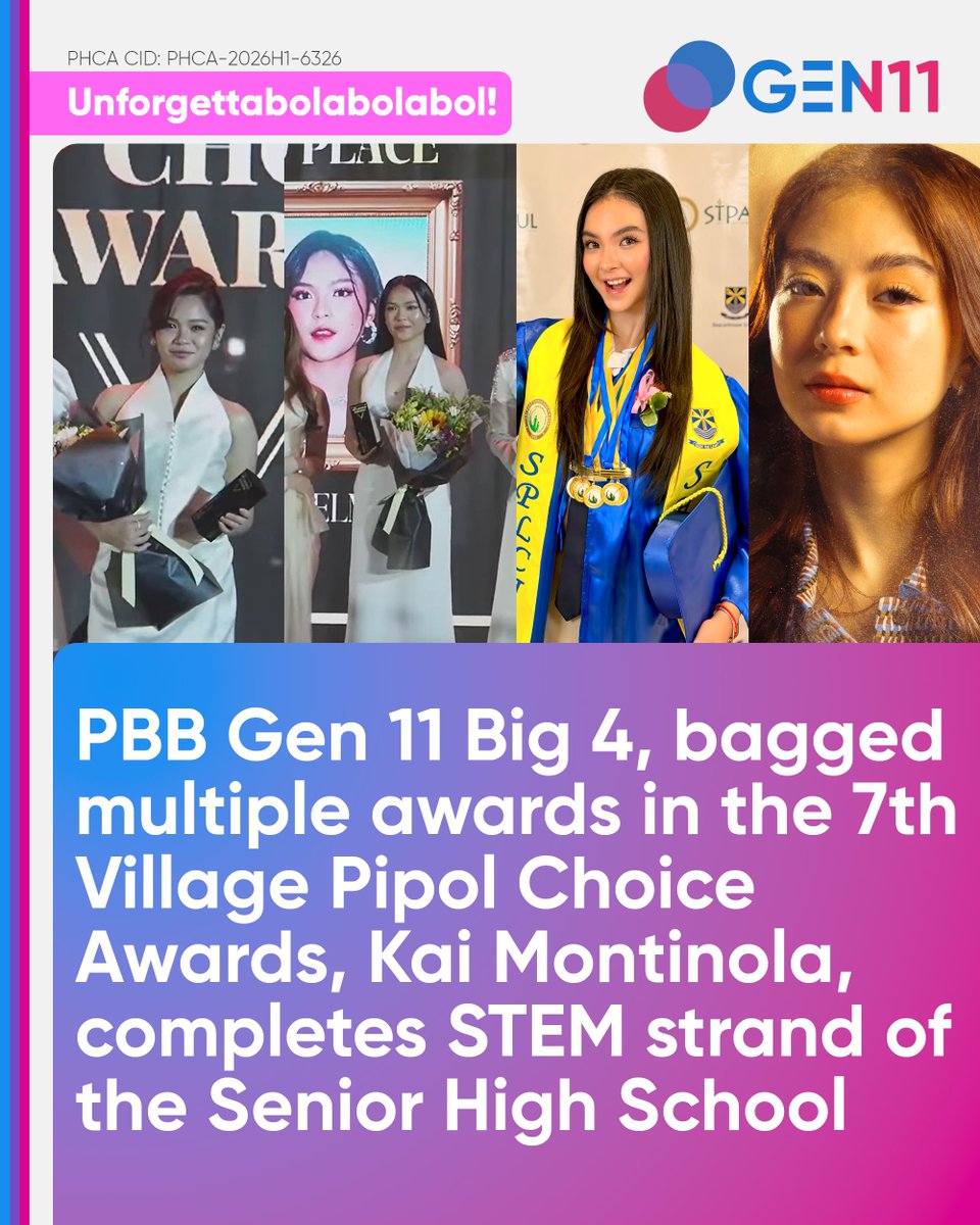 #PBBGen11: The Big 4 bags several awards in the 7th VP Choice Awards, Kai made an end for SHS

On April 29, 2026, several happenings have made for the Pinoy Big Brother Gen 11 Big 4 - Kai Montinola, Kolette Madelo, Rain Celmar, and Fyang Smith - one of which made a successful end