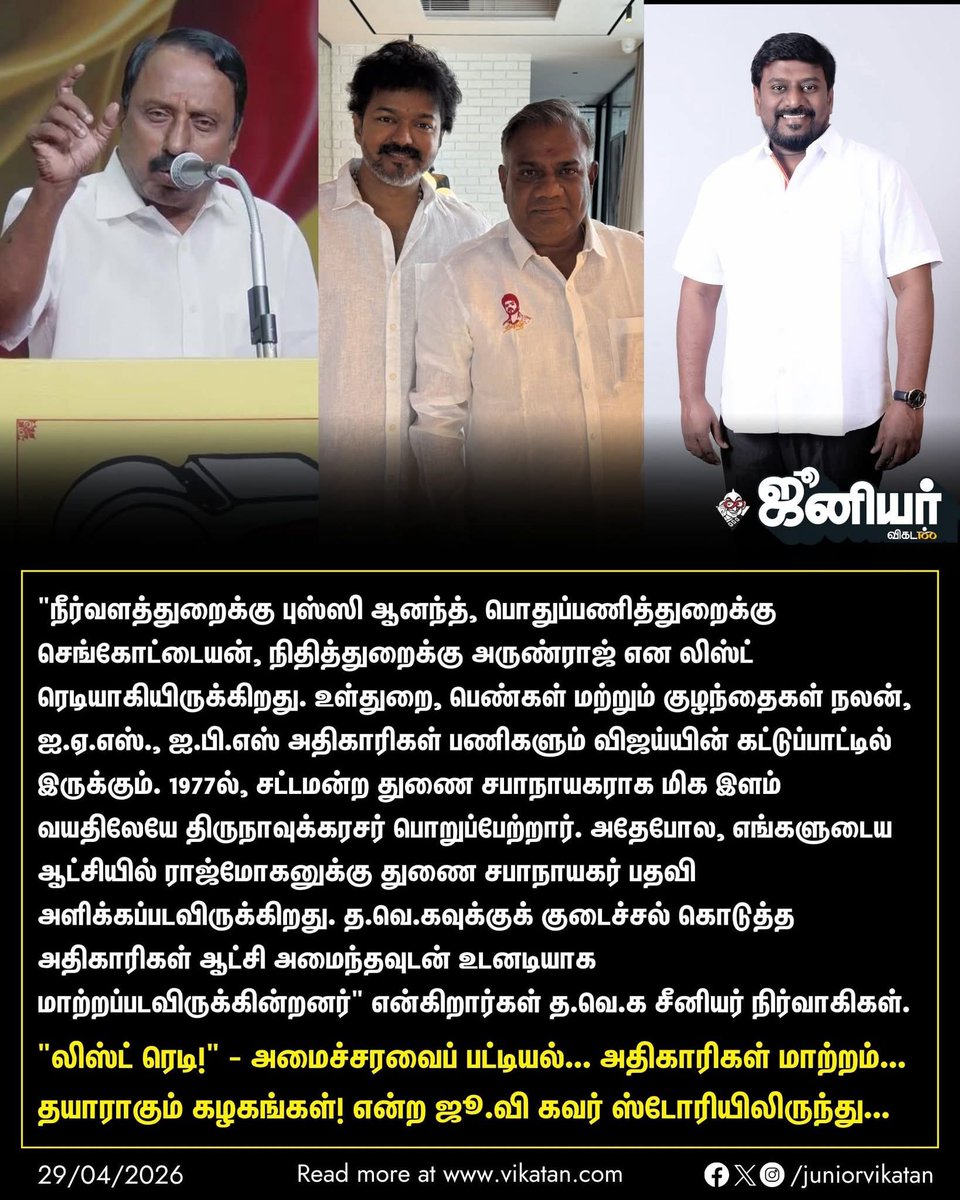 தவெக ஆட்சி. அமைச்சர்கள் பட்டியல்.