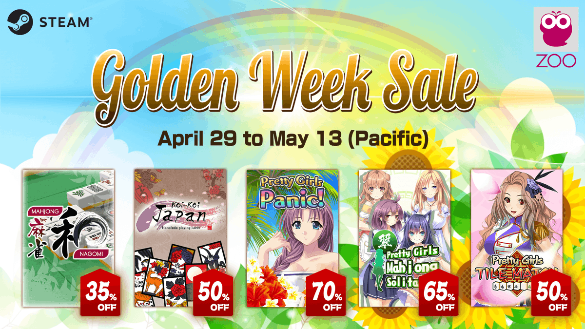 zoo_games_staff's tweet image. ┏━━━━━━━━━━━┓
　GOLDEN WEEK SALE
　Steam✨Up to 70%off⭐
┗━━━━━━━━━━━┛

Zoo Games Special Promotion🤩
Check it out now👇
store.steampowered.com/publisher/zoo/…

#Steam #GoldenWeek #GW #Sale