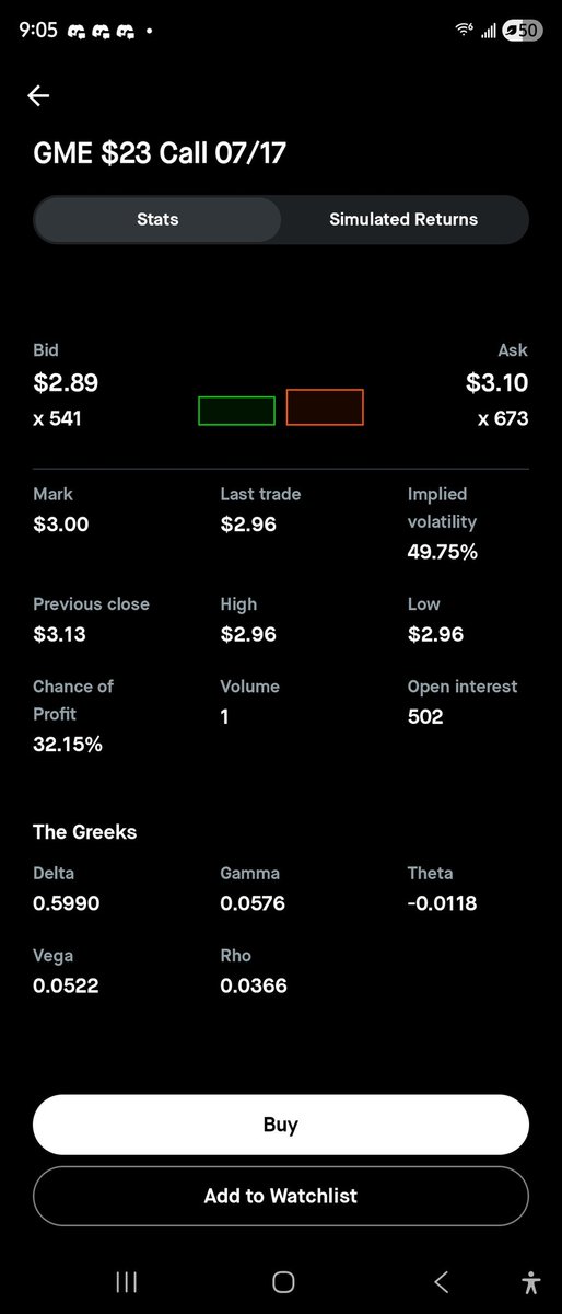 ItsJustHuss's tweet photo. @JonTheTrader 23C 7/17 looks to have exited based on the open interest of this contract. Robinhood app is down right now so I cant see the 30C for 1/27 https://t.co/5HPjl8XUto