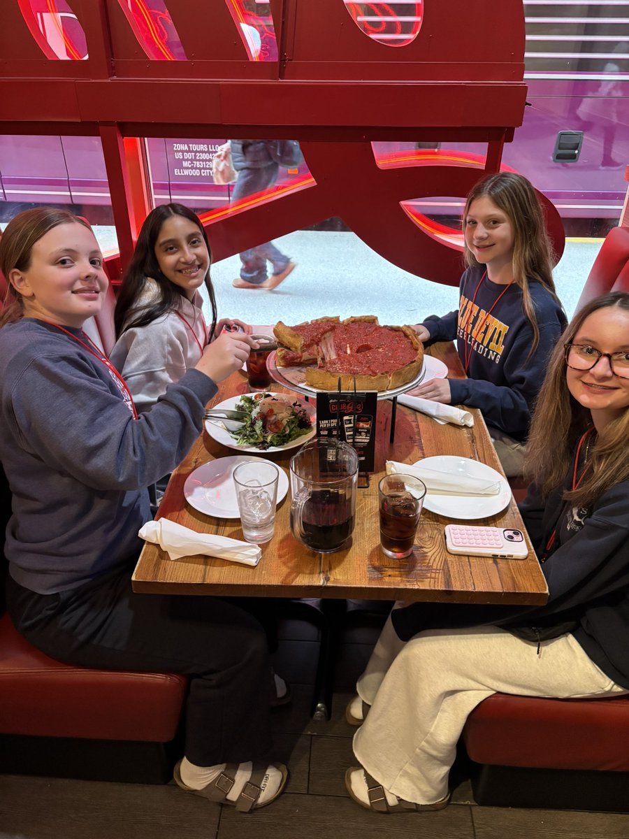 MrsPorterTMS's tweet photo. Enjoying their Giordano’s deep dish pizza 🍕 #cheesepull #tmschicago2026 #besttripever https://t.co/m7IiCss31o