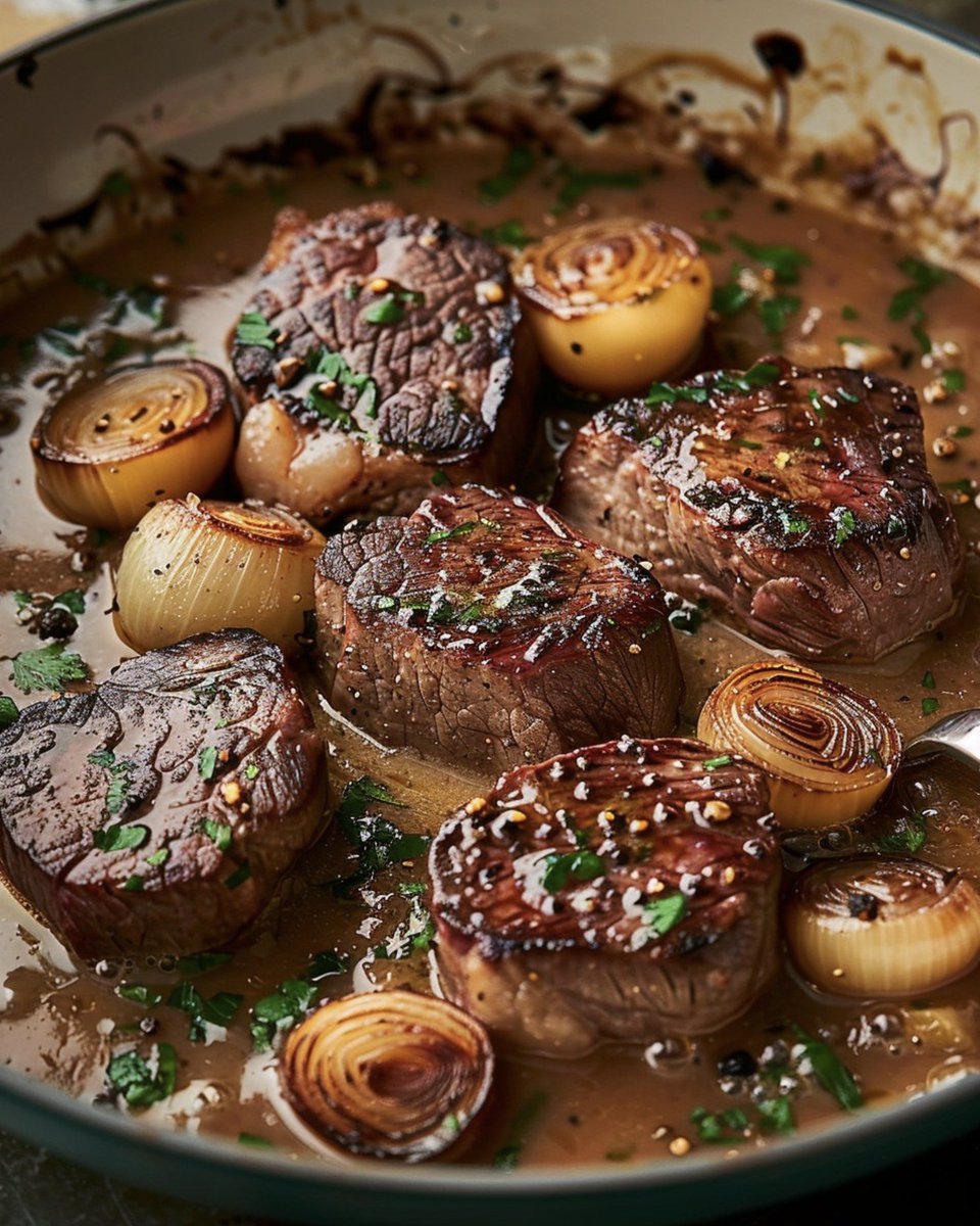 Gourmet Peppercorn-Crusted Steak Served with Velvety Golden Shallot Soup

Ingredients:

For the Peppercorn-Crusted Steak:
2 ribeye steaks, about 1 inch thick
2 tablespoons whole peppercorns, crushed
1 tablespoon olive oil
Salt to taste
For the Golden Shallot Soup:
1 pound
