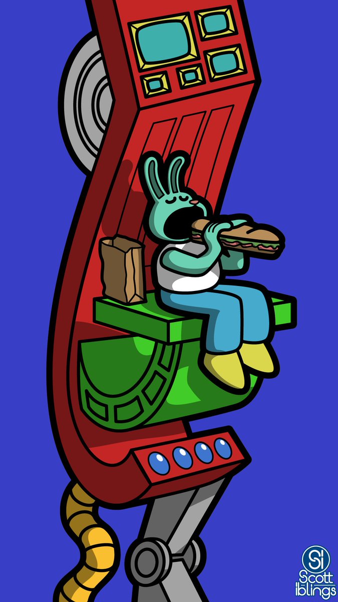 ScottIblings's tweet photo. Here's the completed doodle that I started yesterday. A rabbit guy on a lunch break. https://t.co/VfRxP4bhze