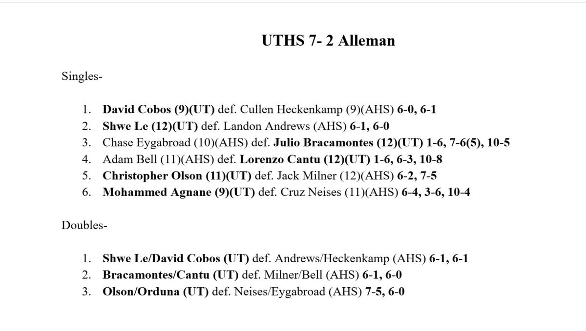 UTHS Panthers Boys Tennis tweet media