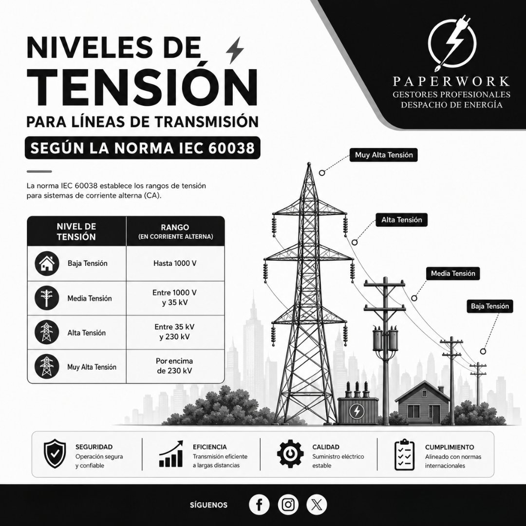 PaperworkEnergy's tweet photo. ⚡ ¿Sabes qué nivel de tensión maneja tu instalación?

Entender los niveles de tensión no es solo un tema técnico… es clave para la seguridad, eficiencia y cumplimiento normativo de cualquier proyecto eléctrico.

#Energía #IngenieríaEléctrica #Normativa #IEC60038 #Paperwork https://t.co/xoMe8xDZTv