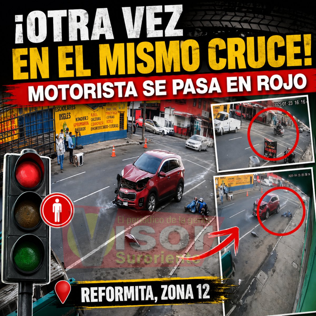 #VideoRevelador || ¡Otra vez en el mismo cruce! Motorista se pasa en rojo y provoca accidente en la Reformita. 
Más información: visorgt.com/otra-vez-en-el…