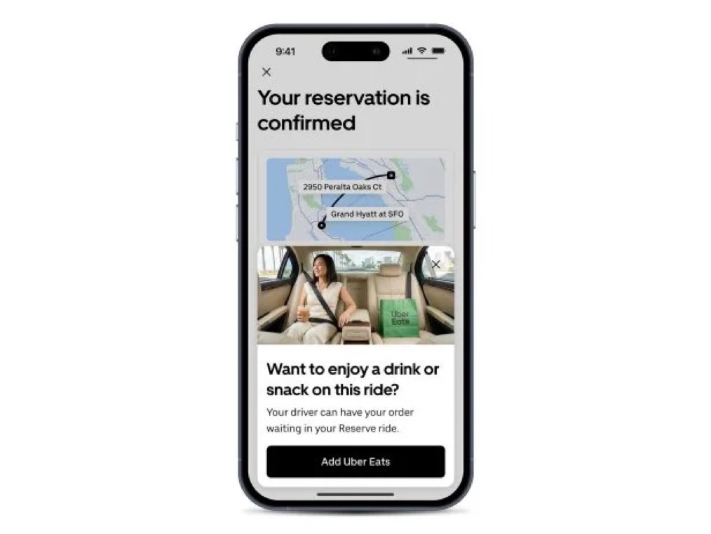 Jason's tweet image. Genius! 

Your @uber driver can pick up your coffee and have it ready for you on your pick up! 👏 @dkhos 👏 

And soon you can book your hotel in the app!