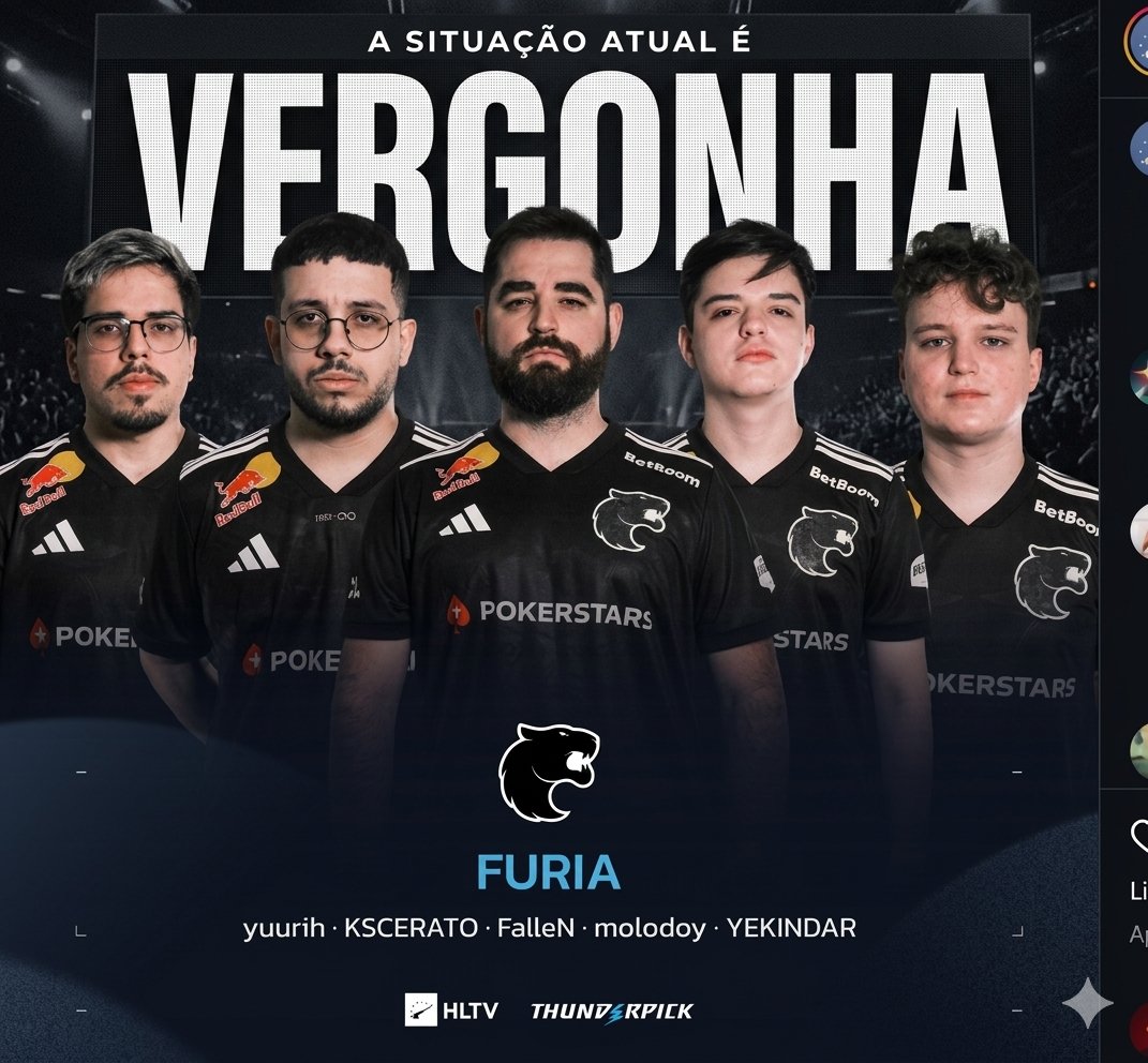 1flayer's tweet photo. #FURIA @FalleNCS @kscerato @yuurih @tvoy_molodoy @yek1ndar @mch_AGG @Gaules @FURIA @neymarjr @crisguedes @aakkari @jaimepadua 

Uma vergonha, antes os players jogavam muito, mas agora parece uma podridão, perder para esse bando de pedreiros é a mesma coisa que perder para Mibr. https://t.co/WMRpDAF7DJ