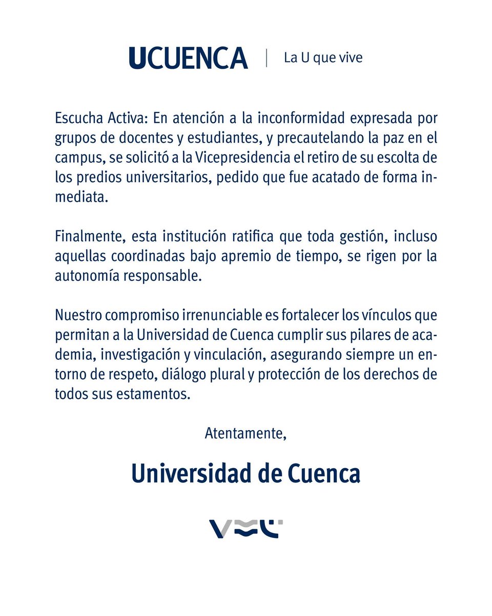 mundoCuenca's tweet image. Según la U. de Cuenca, visita de Pinto se dio bajo el principio de cooperación interinstitucional.
#NoticiasCuenca  #UCuenca  #Universidad  #MaríaJoséPinto
Más información en el siguiente enlace 👇🏼
facebook.com/share/p/18fdt8…