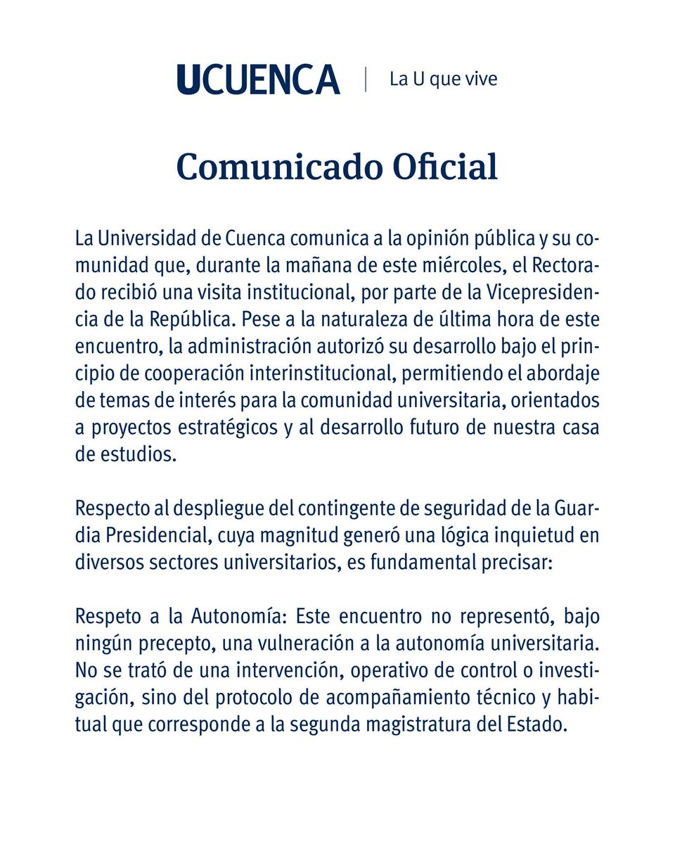mundoCuenca's tweet image. Según la U. de Cuenca, visita de Pinto se dio bajo el principio de cooperación interinstitucional.
#NoticiasCuenca  #UCuenca  #Universidad  #MaríaJoséPinto
Más información en el siguiente enlace 👇🏼
facebook.com/share/p/18fdt8…
