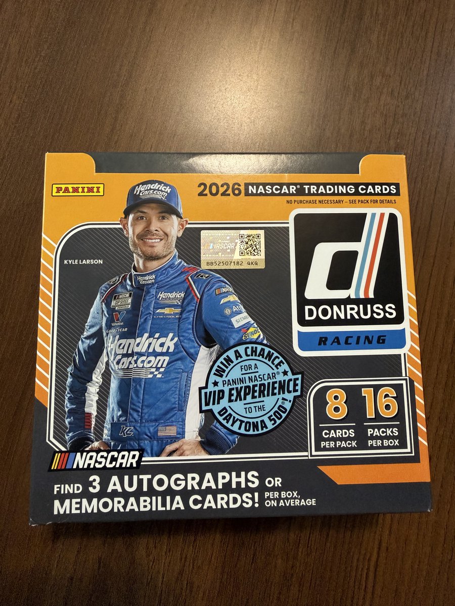 mjd4987's tweet photo. Just celebrated release day by opening a 2026 Donruss Racing hobby box. There was a ton of numbered color but the three biggest highlights will be below @CardPurchaser https://t.co/fGkJZvHTCK