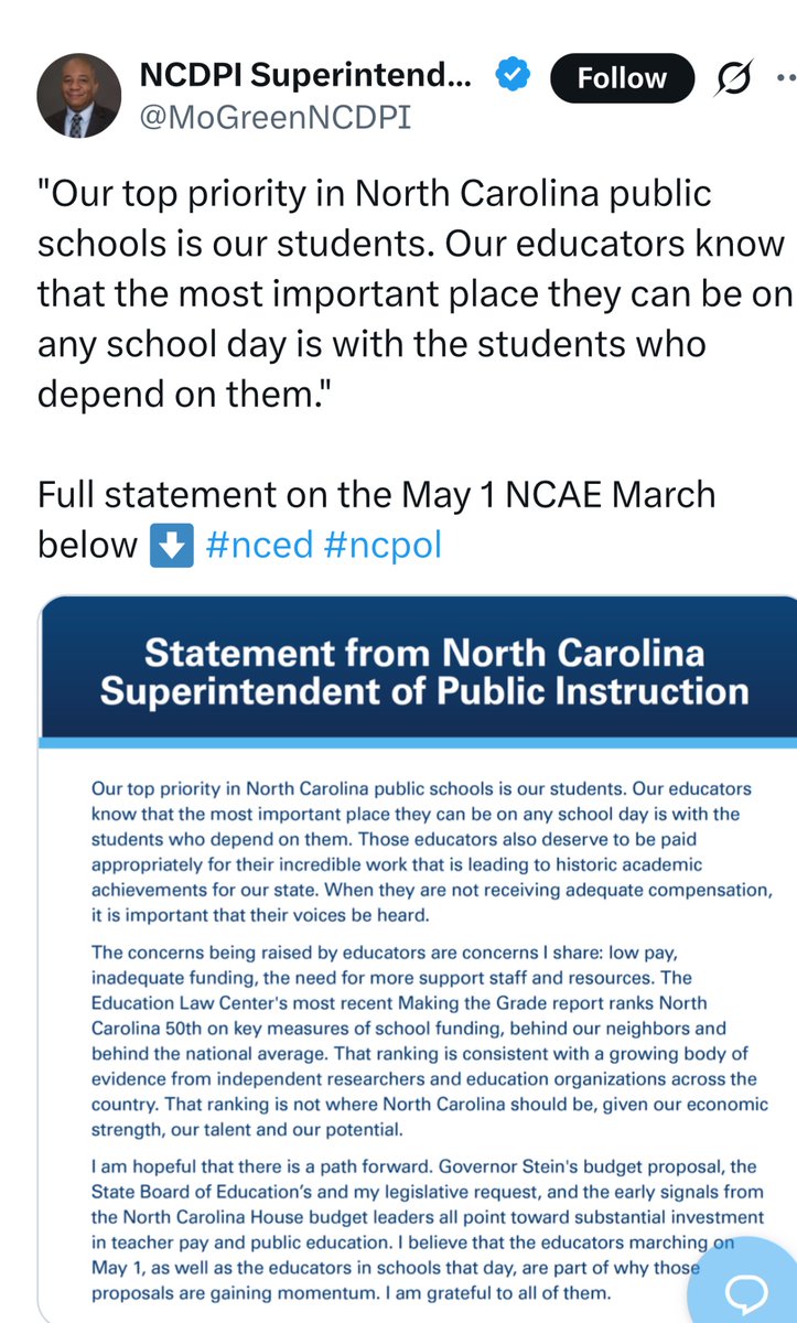 NC Moms and Teachers for Kids First Education tweet media