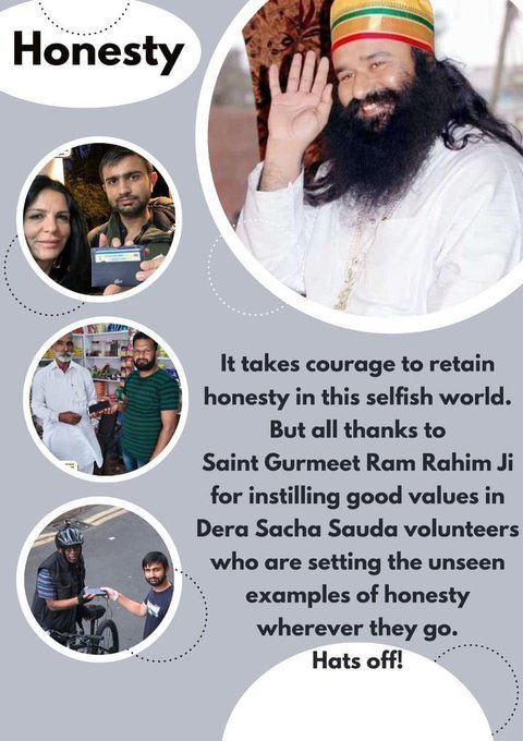 Honesty is one of the best quality person can posses. Saint Gurmeet Ram Rahim Ji says that earn your livelihood through honesty and meditate regularly. God  will surely help you in fulfilling your dreams.
#LostAndFound