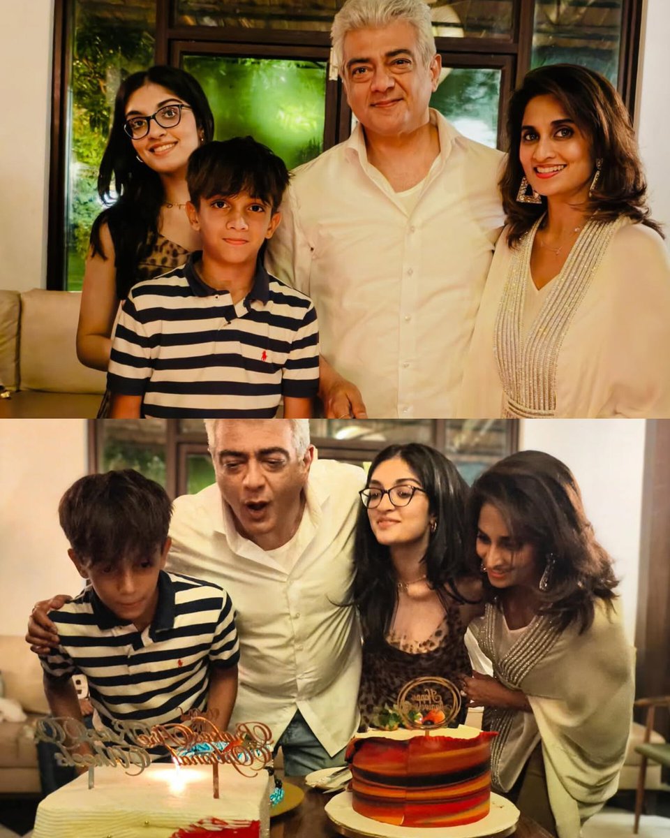 AjithFCOnline's tweet photo. A beautiful family moment as #AjithKumar sir & #ShaliniAjithKumar ma'am celebrate their wedding anniversary with their lovely children, #AnoushkaAjithKumar & #AadvikAjithKumar ✨️ https://t.co/4gKKdV28Iu