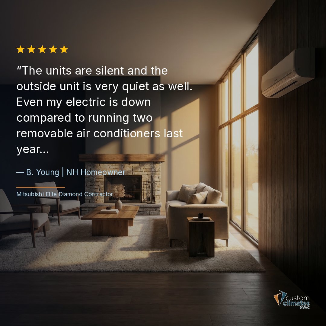 CustomHVAC_NH's tweet photo. "My electric bill is lower now than I can ever remember it being." – Barbara, Deerfield NH. We don't just restore comfort; we optimize efficiency. That’s the Custom Climates standard.

#SouthernNH #HVAC https://t.co/YiRbnQcfEu