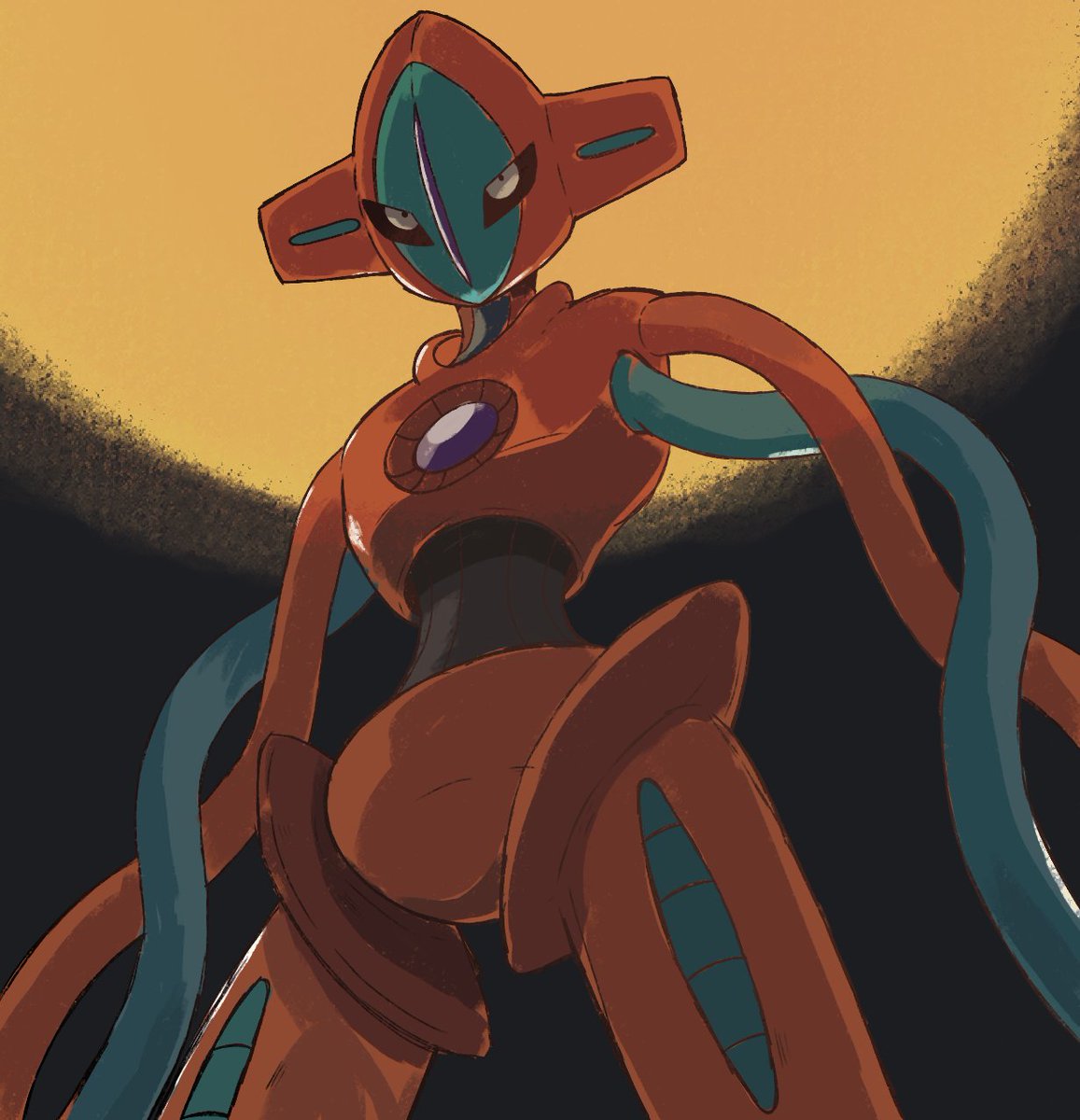 ichlosa's tweet image. Deoxys doodle for my boyfriend. I tried a new shading style.  I like it more than using the blending tool... lol #pokemon #art #smallartist