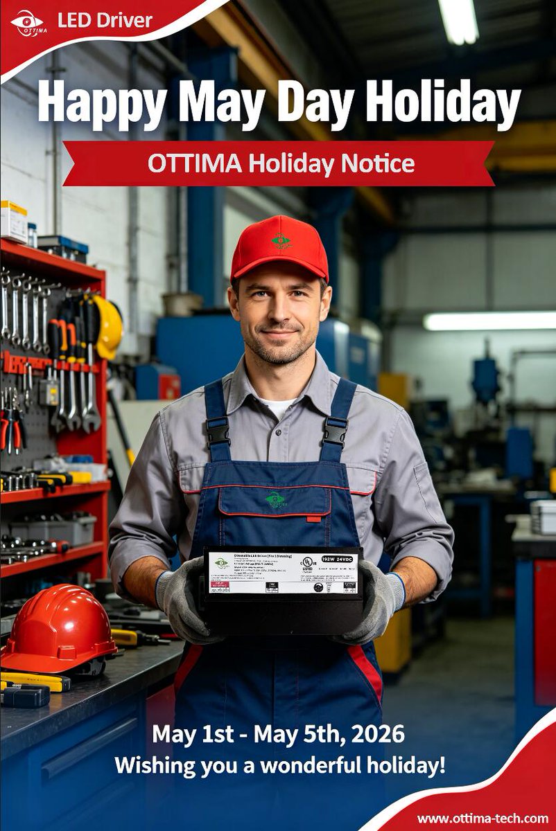 Led_driver_OTM's tweet image. To the engineers, designers, and contractors lighting up the world: Happy International Workers' Day! 🛠️

Our team is taking a short break from May 1 to May 5 to recharge. We’ll be back on May 6, ready to power your next big project!

#LaborDay #LEDLighting #ElectricalContractor