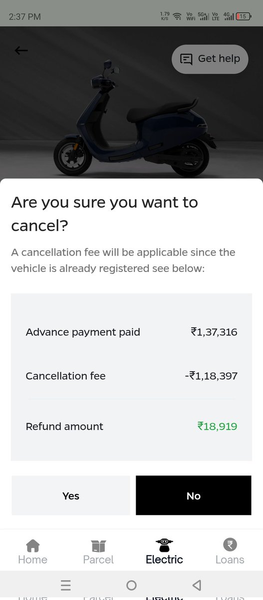 ajeet_prad42979's tweet image. @bhash @OlaElectric @OlaEV_Support @ConsumerHelp_
Rajistered But Not Delivared Not support Ola team scooter order Date 08/04/2026 OET- 992313309080426-XWF151. Delay In Delivary Ke Karan 
I Purchage New Scooter

Kindly Cancel without cancellation fee 1000.
#scooter  #zerocancelfee