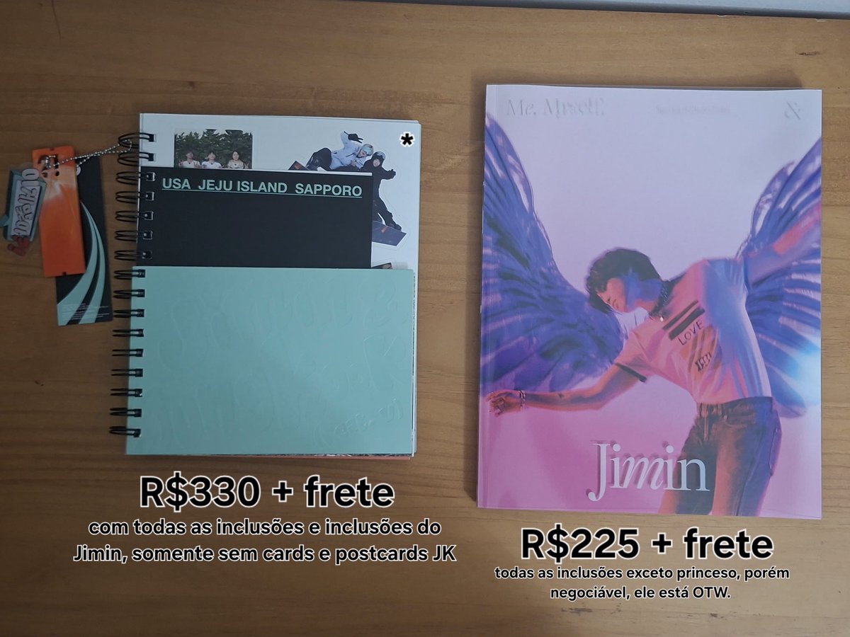 Vendo/Venda
 💸  ─ valores na imagem + frete a calcular ou fixo 13 reais.

Are You Sure: Possui uma pequena avaria na capa preta.

Photofolio: Sem o photocard princeso. Caso tenha interesse nele, valor negociável!

🏷  jimin jungkook jk are you sure procuro photofolio bts