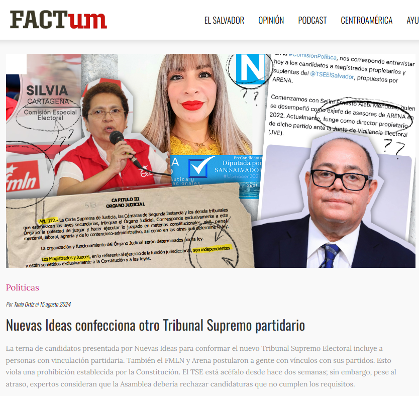 ultimahsv's tweet photo. #ClasePolítica | 🚨⚠️ En el pasado, medios afines a los partidos tradicionales como #Factum se oponían a que el TSE tuviera cuotas partidarias.
Este miércoles, la Asamblea aprobó la despartidización del Ente Colegiado. https://t.co/L0soHsoOfo