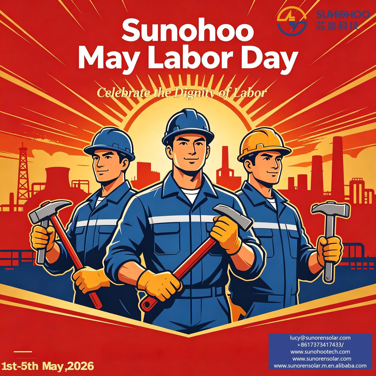 Lucy_energyPV's tweet image. Sunohoo here wish Happy Labor Day to all partners, colleagues and hardworking people around the world!
May all your efforts be rewarded.Wish you a nice holiday! Wishing everyone peace, health and happy holidays.
#LaborDay #Teamwork #Partnership #Dedication #NewEnergy #PV #Energy