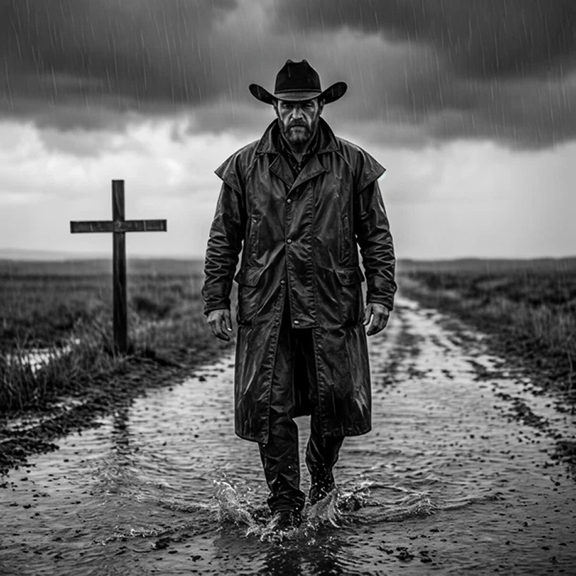 Rain-Soaked Dark Western Gunslinger