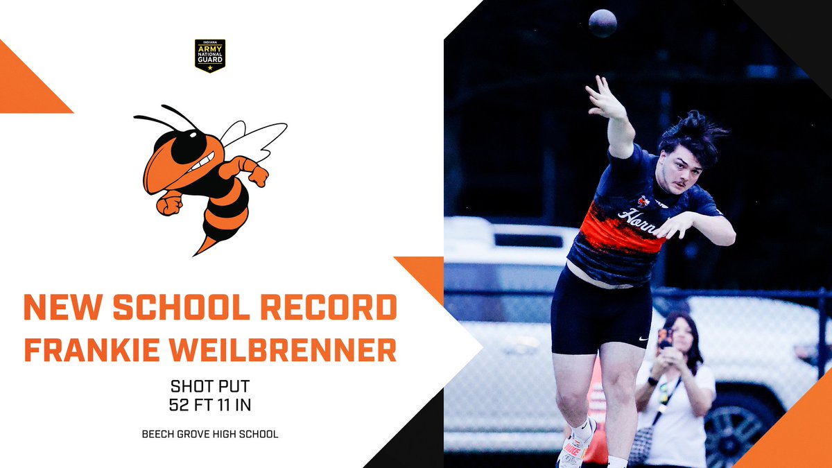 TheHiveBGHS's tweet photo. 🚨 NEW SCHOOL RECORD ALERT 🚨
Frankie Weilbrenner broke the school Shot Put record with an incredible throw of 52 ft 11 in! The previous record was 52 ft 4.5 in held by Josh Fryar. Congratulations, Frankie! 🏆 #HornetProud https://t.co/nJhbNK39hC