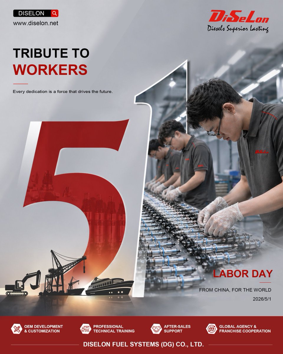 DiselonPower's tweet image. Happy Labor Day!

We’ll be taking a short break from May 1–May 3.
Messages will still be replied to during this period, and all orders will be shipped after the holiday.

Thanks for your trust and support — we appreciate it
Wishing you a relaxing holiday!
#Diselon #fuelinjection