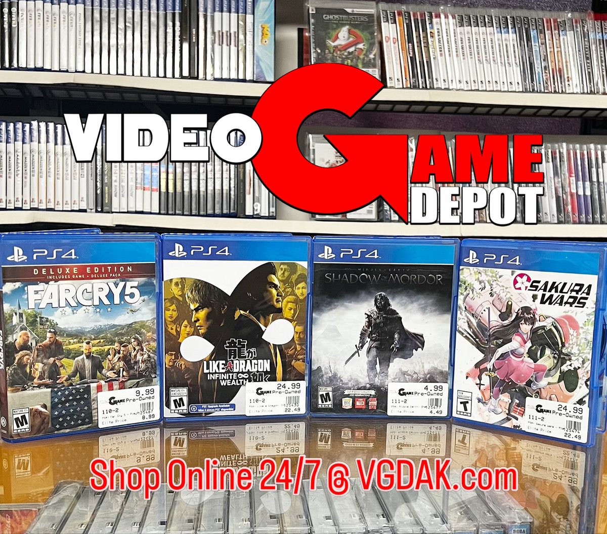 VGDAk's tweet image. PS4 restock alert 🚨 Far Cry 5, Yakuza: Like a Dragon, Shadow of Mordor &amp;amp; Sakura Wars are here 🎮 Grab yours before they’re gone 👉 VGDAK.com Which one first? 👀 #PS4 #Gaming