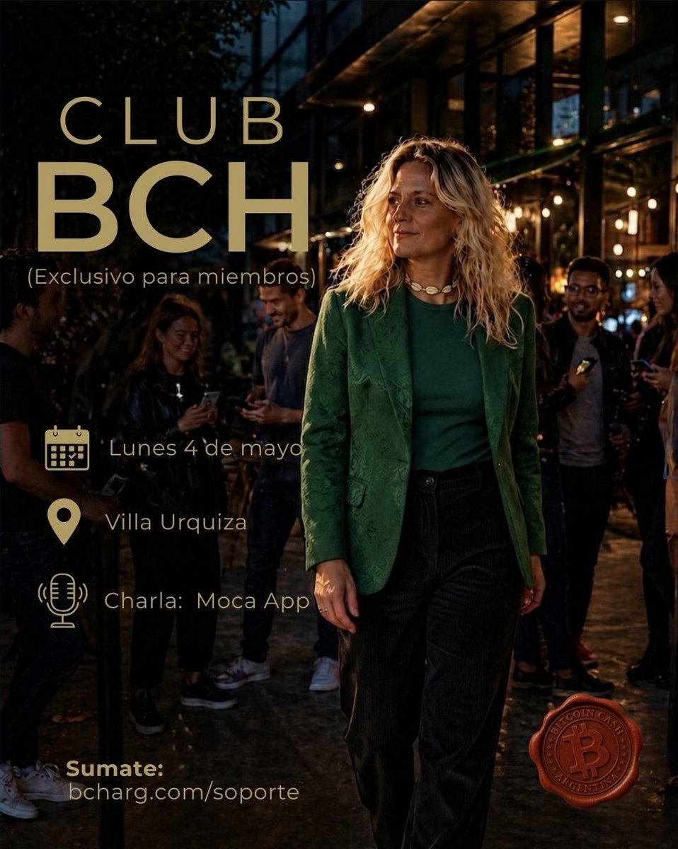 BCHArgentina's tweet photo. 🔥 Próximo Encuentro Club BCH Argentina

Un espacio donde Bitcoin Cash se usa, se debate y crece.
En esta edición: charla y presentación de Moca 👀

💬 Problemas reales
📱 Apps que funcionan
🚀 Nuevas oportunidades

🤝 Networking con gente que hace
📈 Visión y crecimiento dentro del ecosistema

🔒 Exclusivo para miembros
💚 Cupos limitados
📍Villa Urquiza, CABA
📅 Lunes 4 de mayo a las 19hs

Sé parte del club
👉 Sumate abonando tu membresía en bcharg/sumate
