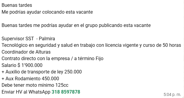 EmpleosColomb's tweet image. Trabajo sí hay #Cali