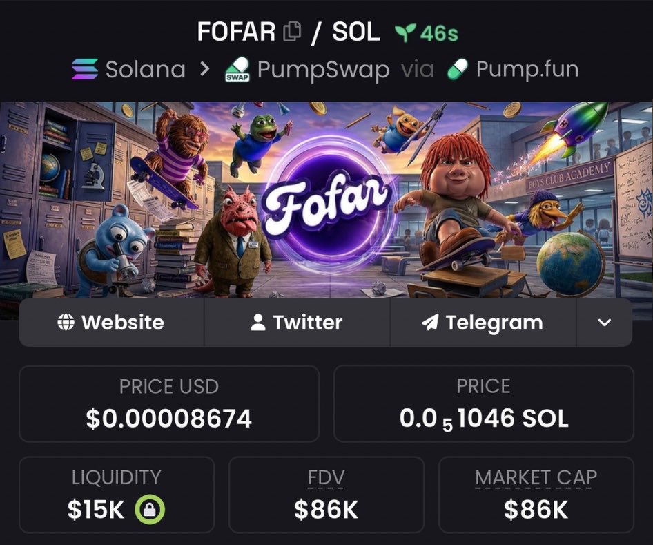 forkedflicker's tweet photo. Highlighted $FOFAR at $86K Mcap in my alpha VIP's Tg 🔥📊🚀

⛓️Solana

CA : 
Ha5Z2DfRv6Ar2nAeBLCGWHqzwXKL3of4DqKwzzwpump

#FOFAR #solana #memecoin https://t.co/4YtfNu5nK9