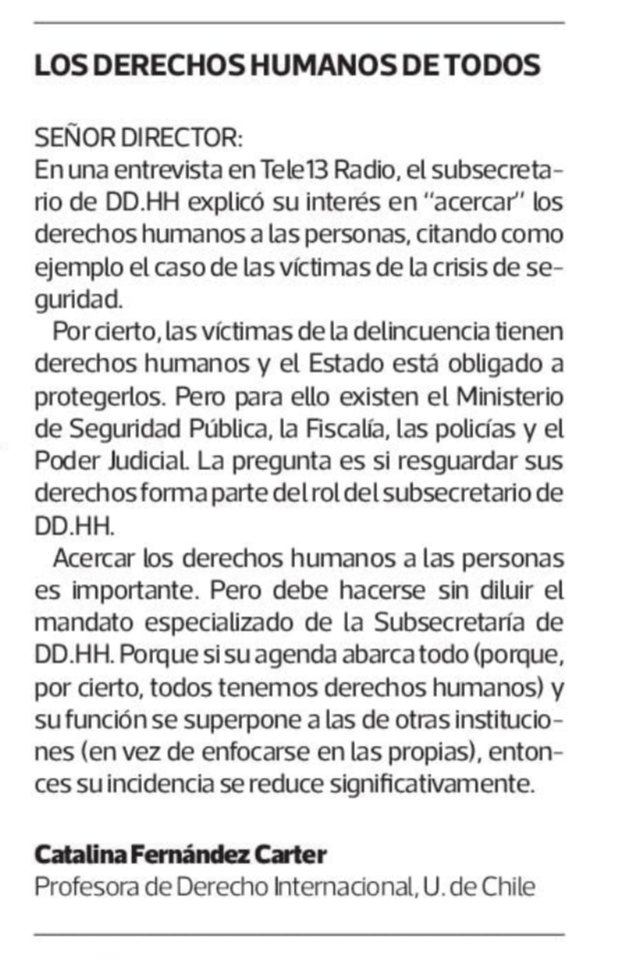 catafernandezc's tweet photo. Les comparto mi carta en @latercera de mañana sobre los derechos humanos de todos/as. https://t.co/HTv1l02itH
