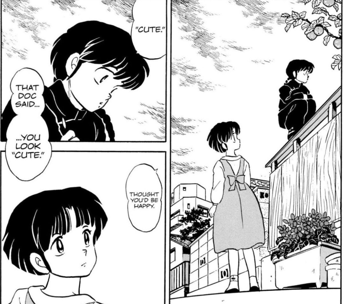 tinyconfusion's tweet photo. ranma pining over akane after knowing her for a week is so funny .. he was really staring into the sunset as if his whole world was ending bc a grown man called his crush cute 😭 https://t.co/5MRVK4HYkd