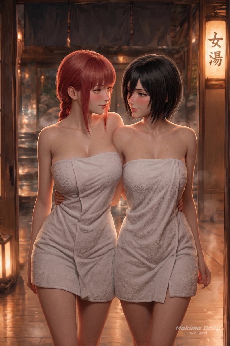 blueski68251660's tweet image. Makima Daily 150
玛奇玛的日常 😘                    
关键词：感性
旁白：放假了，和闺蜜泡个温泉 🫶
#makima #chainsawman #mikasa