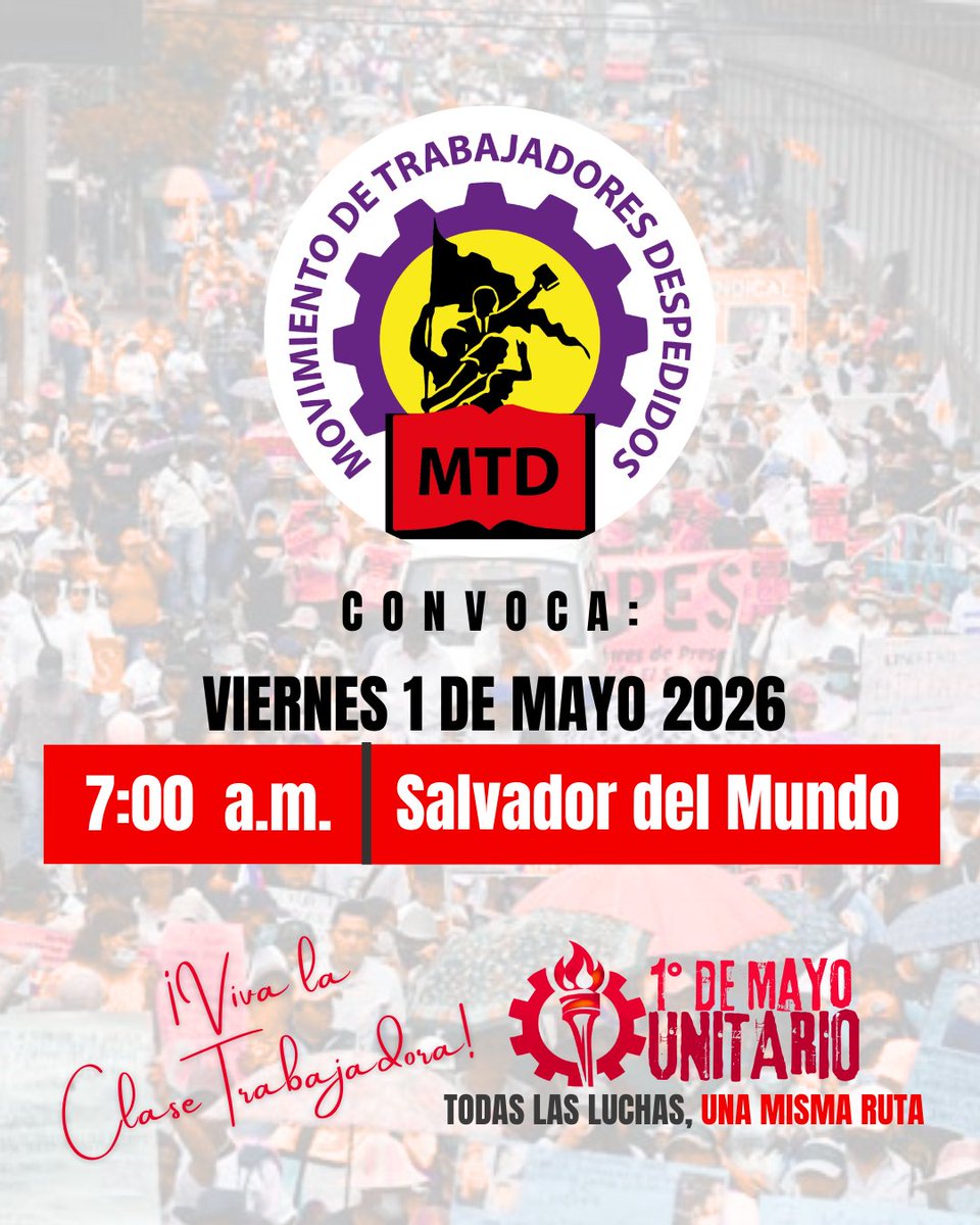 ⏳ ¡Faltan 2  días para el 1° de Mayo Unitario!  La clase trabajadora vuelve a las calles porque la dignidad no se negocia, no se calla y no se vende.