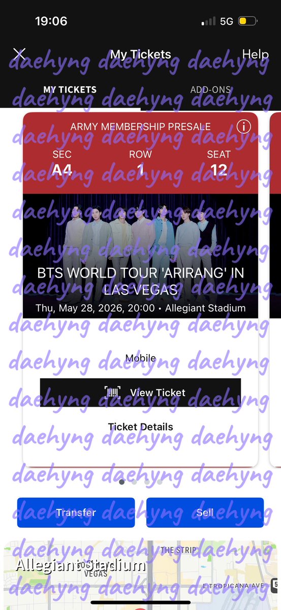 daehyng's tweet photo. 💜WTS BTS VEGAS 5/28 TICKETS💜

2x Thurs 5/28
Sec A4 Row 1 Seat 14+15

Selling for $650/tix which is FV!!

Can meet up (local to the Bay), FT, or do video proof! Zelle, Venmo, Paypal (buyer pays 3% fee)

@875tickets #875ticketsale https://t.co/6ahHnlsexy