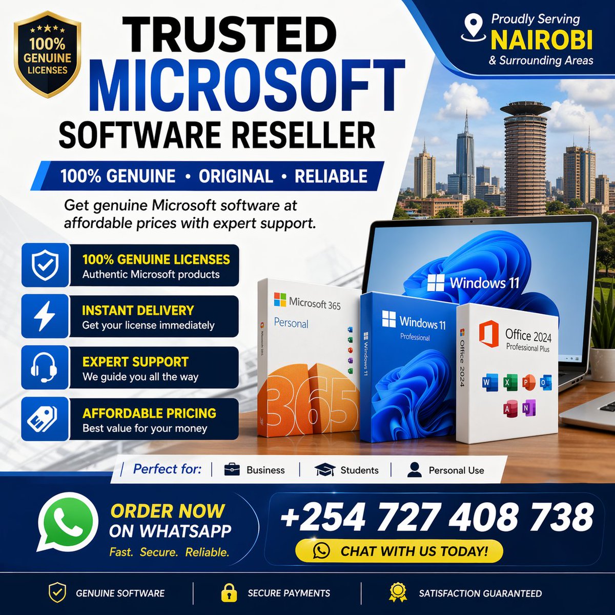 Microsoftke's tweet image. Get Windows + Microsoft Office at a special price 💥

✔ Genuine software
✔ Full support included
✔ Limited-time offer

📲 Grab yours today 
+254 727 408 738 :
#ITSolutions 
#BusinessSolutions #ProductivityTools #Windows11 #Microsoft365