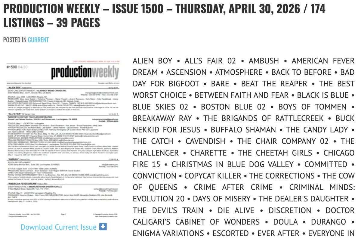 Production Weekly tweet media