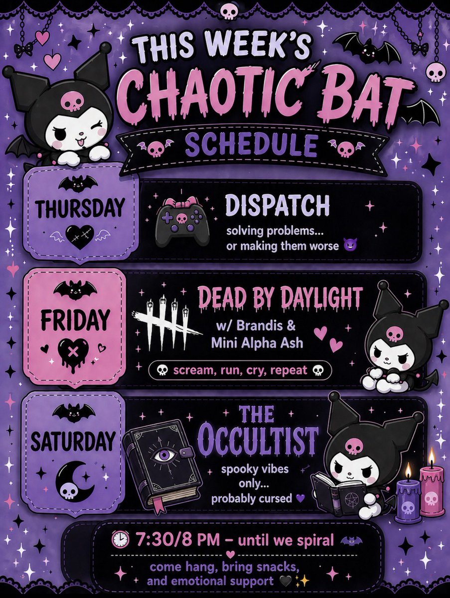 StarbattiX's tweet photo. Hi baby batz!!! π¦ super excited for this weeks collab w/ Brandis and @MiniAlphaAsh π
#vtuber #deadbydaylight #twitchstreamer #engvtuber #chaoticvtuber https://t.co/Cys1YUmQRb