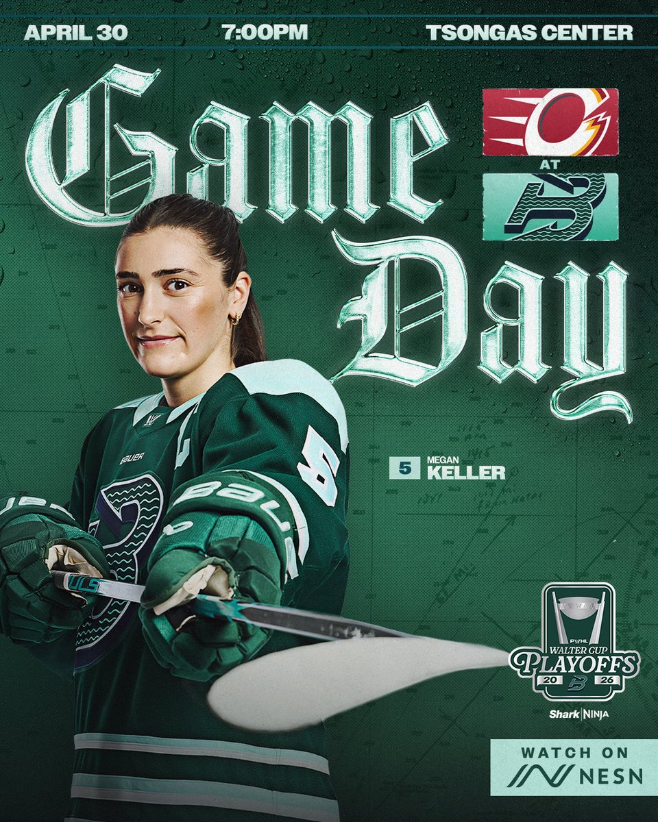Go time.

🆚: <a href="/PWHL_Ottawa/">x - Ottawa Charge</a> 
⏰: 7:00 PM ET
📍: <a href="/TsongasCenter/">Tsongas Center</a> 
📺: <a href="/NESN/">NESN</a> 
🎟️: bit.ly/3DFOeaA