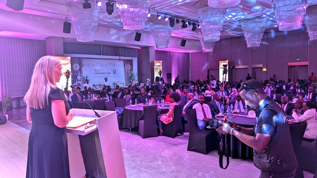 UNFPAUganda's tweet image. #HappeningNow | Our Rep @kristineblokhus delivers framing remarks at @LEAD_EA #Convention2026, setting the stage for a critical question: How ready are our institutions for what we cannot predict? 
With shifting population dynamics shaping demand, risk &amp;amp; opportunity.