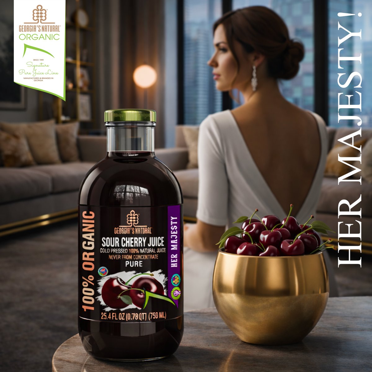 GeorgiasN's tweet photo. HER MAJESTY! - 100% ORGANIC PURE SOUR CHERRY JUICE 🍒
A serene, radiant space surrounds me, filled with quiet elegance and warmth. I stand bathed in soft candlelight, carrying the grace of a queen - radiant, wise, and strong. https://t.co/Ybn8cUIKYm