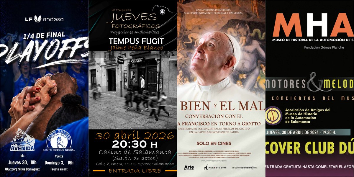 Salamancadotcom's tweet image. #Salamanca, jueves, #30Abr, con una #Agenda de #Ocio y #Cultura espectacular para cerrar el mes salamanca.com/actividades-ev…