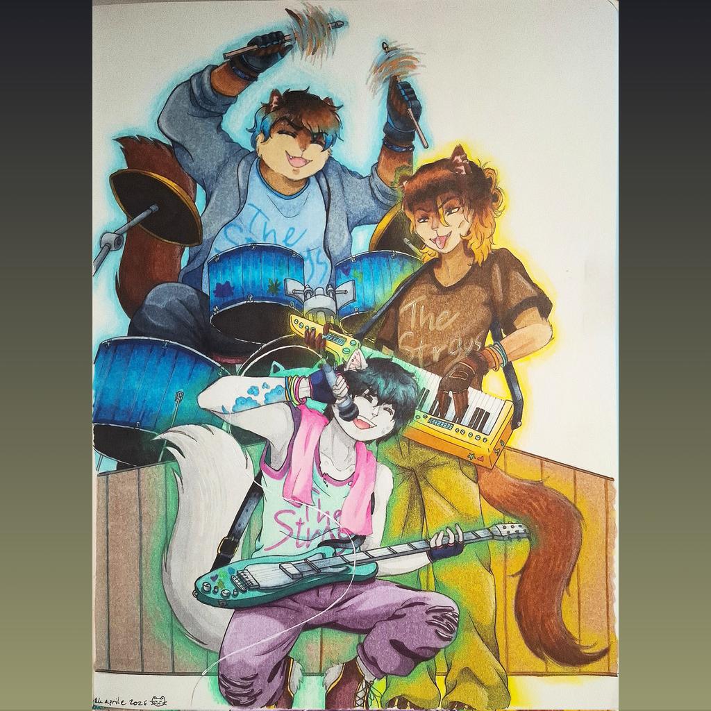 YuriGrafton1999's tweet image. "The Strays Trio"💚💛💙
#guitarplayer #pianist #drummer #ocs #omegaverse