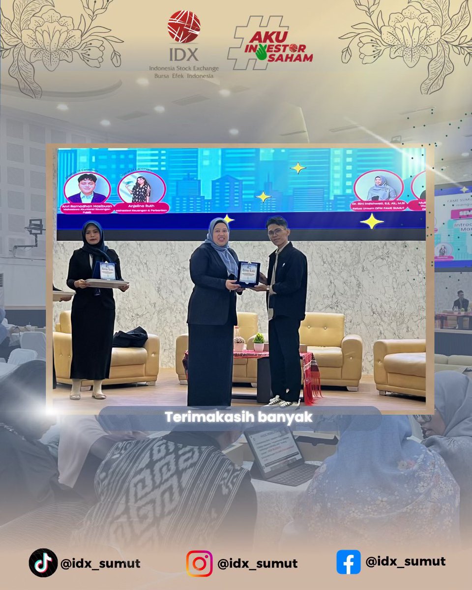 idx_sumut's tweet image. Ahhooii Sobat IDX!! 🙌🏻 Edukasi Publik bersama DPW FAME Polmed tingkatkan literasi keuangan &amp;amp; pemahaman pasar modal 📊 Yuk mulai investasi bijak dari sekarang! 🚀 #IDX #YukInvestasi